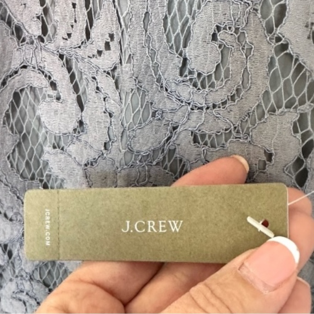 NWT J.Crew Natalia Grey Leavers Lace Dress Size 6-Stunning Lined V Neck Cocktail - Picture 3 of 16